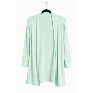 Eileen Fisher Linen Cotton Slub Cardigan Large Light Green